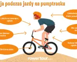 Prawidłowa pozycja na pumptracku: łokcie na zewnątrz, kolana ugięte, nie siedzimy na siodełku, palce na hamulcu, obniżona pięta, patrzymy przed siebie.