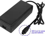Czarna ładowarka do roweru elektrycznego z kablem i wtyczką 5-pinową SVD do akumulatorów Phylion/Joycube.