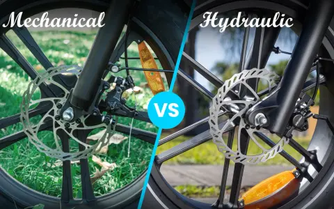 Porównanie hamulców tarczowych: mechaniczne vs hydrauliczne. Widok z bliska na zaciski i tarcze rowerowe.
