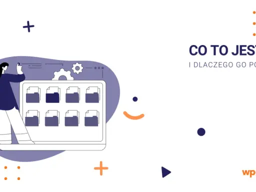 Grafika wyjaśnia, co to jest FTP i dlaczego jest potrzebne. Widzimy kobietę zarządzającą plikami na ekranie.