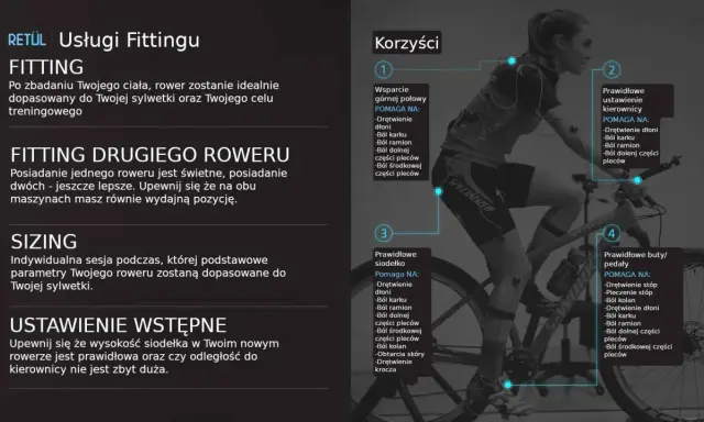 Kobieta na rowerze podczas sesji bike fitting. Dopasowanie roweru do ciała poprawia komfort i zapobiega bólom.