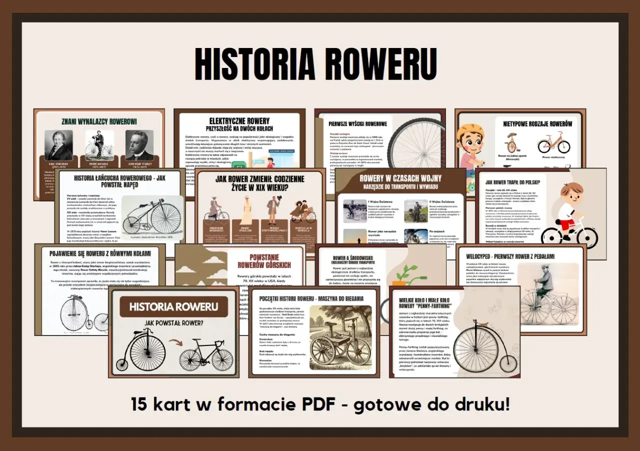 Historia roweru klasa 4: od wynalazców po rowery elektryczne i górskie. Odkryj ewolucję jednośladów i ich wpływ na życie.